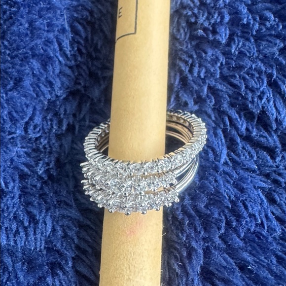 Silver Stacked Rhinestone Rings - Picture 2 of 2